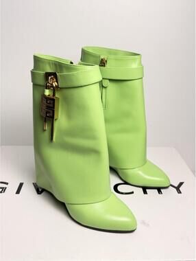 Givenchy Shark Lock Ankle Boots in Forest Green SZ 37 Tried On